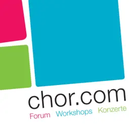 das chor.com logo: drei quadrate in blau, pink und grün